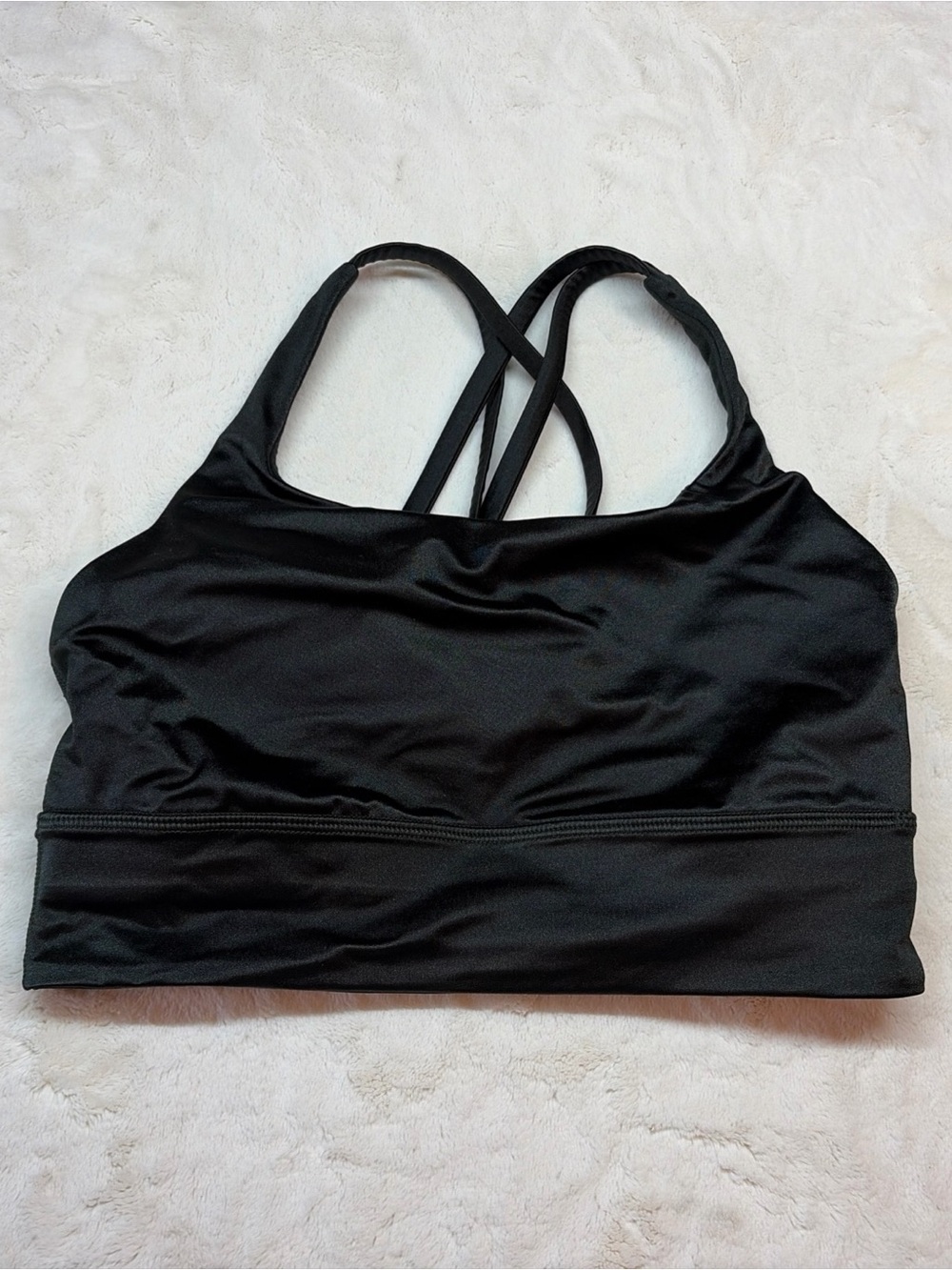 Lululemon Bra Black/Dark Green Sz 6 Soft Smooth Shine Material